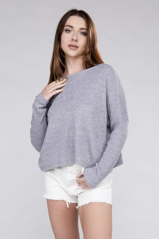 Ribbed Dolman Long Sleeve Sweater