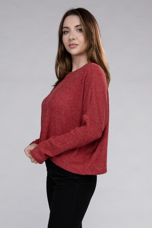 Ribbed Dolman Long Sleeve Sweater